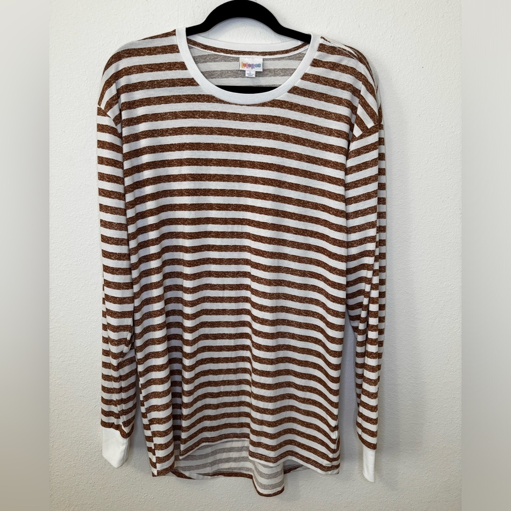 LuLaRoe Hudson Long Sleeve Shirt L Striped Stretchy